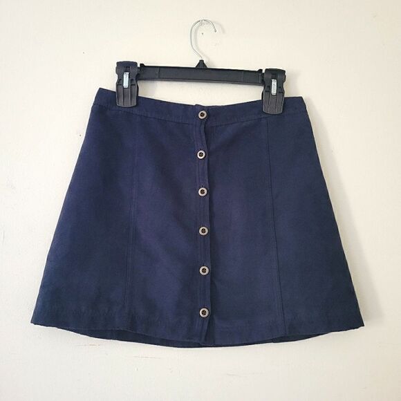Hollister Navy Blue Button Down Mini Skirt Brushed 5 - Picture 1 of 6